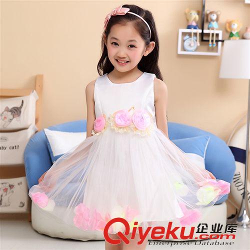 4月下旬新品 女童花朵甜美無袖連衣裙童裙潮 2015新品六一兒童節舞蹈裙表演裙