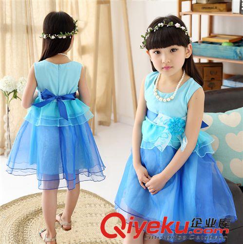 5月中旬 女童中大童花朵網紗無袖連衣裙 六一兒童演出服表演服幼兒園童裙原始圖片2