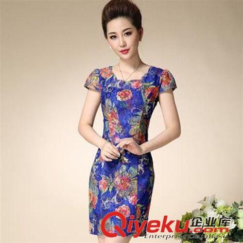 夏季新款 蕾絲旗袍連衣裙復古優雅旗袍裙2015春夏改良時尚修身媽媽裝原始圖片3