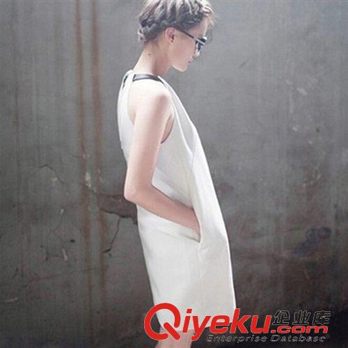 每日新款 2015夏裝新款歐美文藝女時(shí)尚皮圈掛脖個(gè)性露背A字連衣裙潮原始圖片2