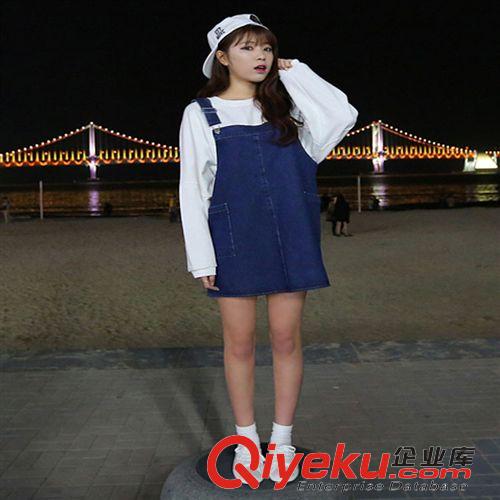 2015牛仔專區(qū) 官網(wǎng)夏新款韓版背帶裙連衣裙寬松牛仔裙深淺兩色原始圖片2