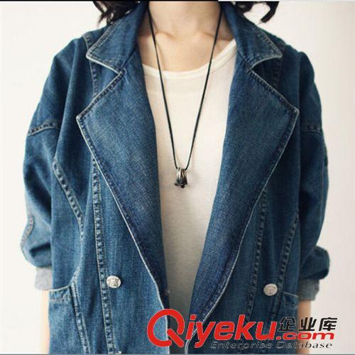 2015牛仔專區 新款 歐美復古中性西裝領牛仔夾克牛仔服女外套