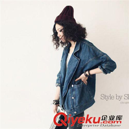 2015牛仔專區 新款 歐美復古中性西裝領牛仔夾克牛仔服女外套