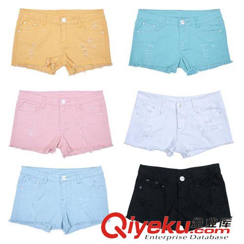 2015牛仔專區(qū) 新款春裝女夏秋冬百搭破洞白色全棉牛仔短褲 大碼實(shí)拍原始圖片3