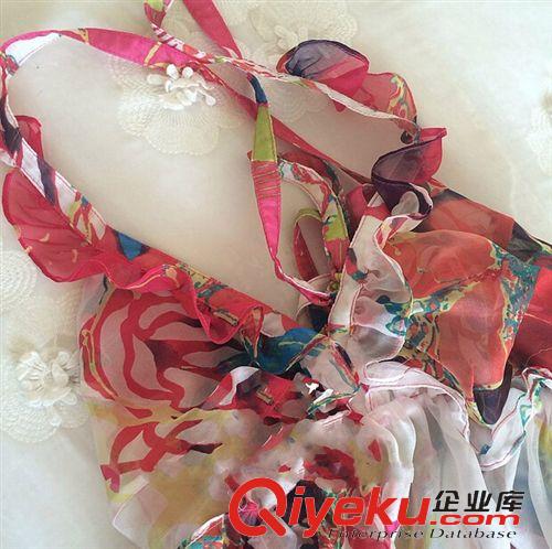 裙裝 波西米亞2015夏季劉鈺懿同款真絲印花長裙拖地吊帶沙灘印花連衣裙原始圖片3