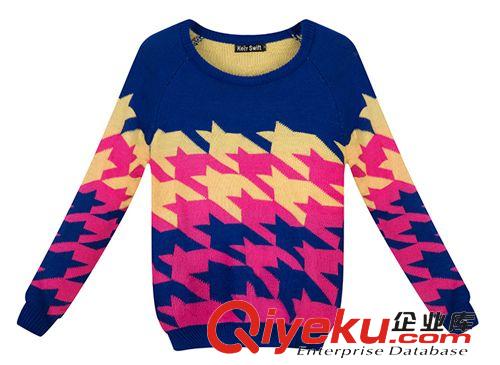 明星街拍同款 歐洲站2014秋冬女裝新款歐美明星撞色長袖毛衣條紋包臀半裙套裝