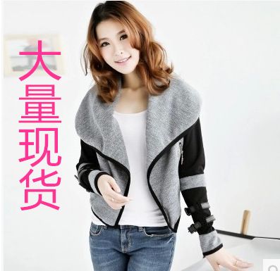 外套 2015春裝新款韓國東大門長袖大翻領短款針織小女裝外套一件代發原始圖片2
