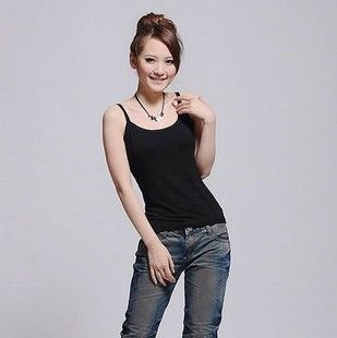 小吊帶/背心 2014夏裝新款休閑女裝純棉內(nèi)搭修身百搭打底小吊帶衫小背心原始圖片2