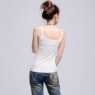 小吊帶/背心 2014夏裝新款休閑女裝純棉內(nèi)搭修身百搭打底小吊帶衫小背心原始圖片3
