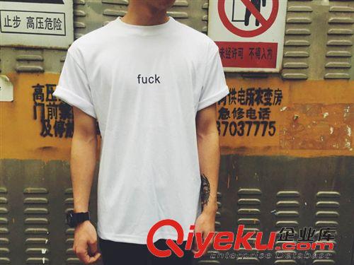 男裝 2015夏裝新款FK復(fù)古黑白簡(jiǎn)約短袖vintage港風(fēng)情侶男女T恤一件代發(fā)