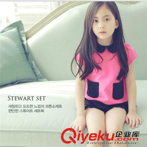 新品專區(qū)New 童裝2015夏季女童短袖套裝韓版運動兩件套中大童寶寶兒童套裝批發(fā)