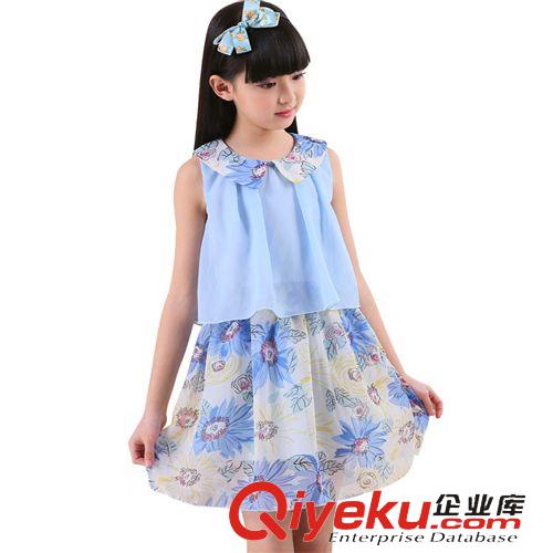 新品專區(qū)New 2015夏款女童雪紡裙兒童夏季連衣裙中大童碎花外貿(mào)公主裙童裝批發(fā)原始圖片3