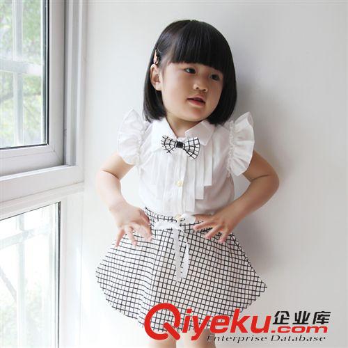 春裝專區Spring 2015新品夏季童裝 韓版女童小香風格子背心短褲套裝原始圖片2