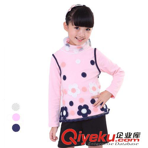 秋裝專區(qū)Autumn 熱賣秋款童裝 女童創(chuàng)意花朵打底衫 中大童兩件兒童長袖t恤上衣原始圖片2