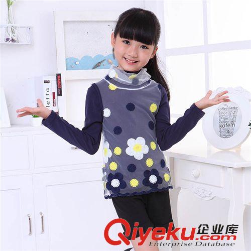 秋裝專區(qū)Autumn 熱賣秋款童裝 女童創(chuàng)意花朵打底衫 中大童兩件兒童長袖t恤上衣原始圖片3