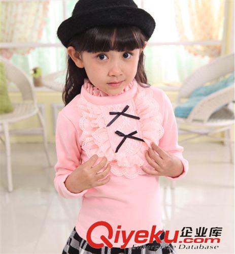 童T恤 童裝女童純棉打底衫加絨加厚秋冬裝2014新款長袖t恤蕾絲韓版上衣原始圖片2