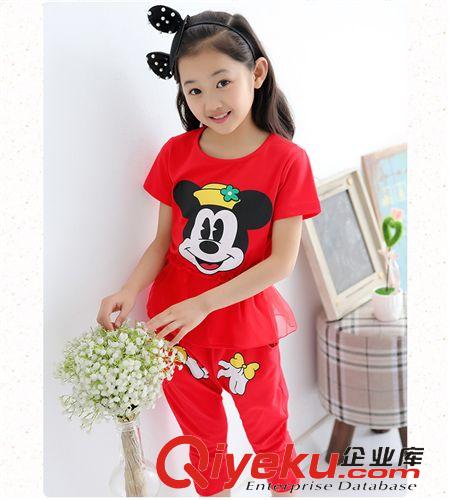 童套裝 童裝女童夏裝2015新款兒童卡通短袖運動套裝小孩衣服女大童兩件套