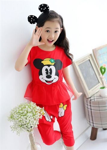 童套裝 童裝女童夏裝2015新款兒童卡通短袖運動套裝小孩衣服女大童兩件套原始圖片3