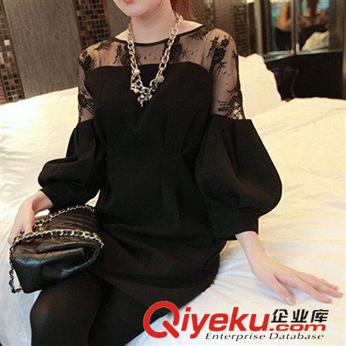 人氣商品 2015春裝新款歐美加大碼女裝胖mm顯瘦冬裝加肥蕾絲衫連衣裙春秋裙原始圖片2