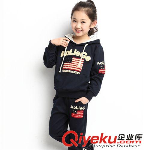 2015新品區 童裝2015春秋款女童套裝大衛衣兩件套 春秋新款 毛巾繡花韓版套裝
