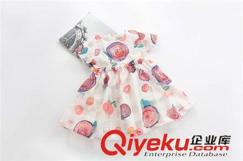 2015年4月春夏款上新 童裝2015春夏款女童棒棒糖印花短袖格子連衣裙甜美童裙批發廠家原始圖片2