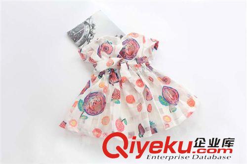 2015年4月春夏款上新 童裝2015春夏款女童棒棒糖印花短袖格子連衣裙甜美童裙批發廠家原始圖片3