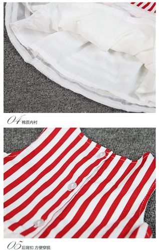 掌柜推薦 童裝2015夏款新品女童條紋拼接蝴蝶結(jié)無袖連衣裙背心蓬蓬童裙批發(fā)原始圖片3