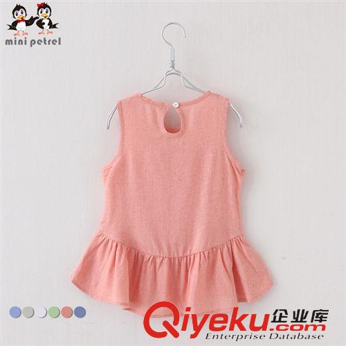 2015夏款上新 品牌品質童裝 夏季女童裙子 中小童棉麻童裙糖果色無袖連衣裙原始圖片2