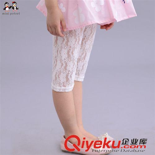 童褲 咪呢皮特夏季童裝 女童蕾絲打底褲 韓版純色蕾絲打底中褲原始圖片2