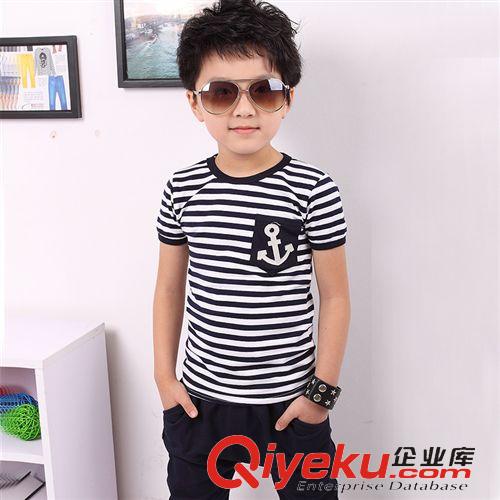 男童夏款專區(qū)批發(fā) 童套裝7夏季新款中大童夏裝10條紋短袖T恤兒童套裝5 一件代發(fā)批發(fā)原始圖片2