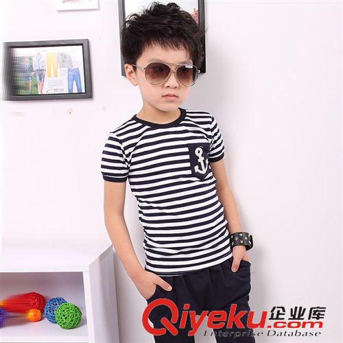 男童夏款專區(qū)批發(fā) 童套裝7夏季新款中大童夏裝10條紋短袖T恤兒童套裝5 一件代發(fā)批發(fā)原始圖片3