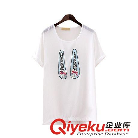 爆款/鎮(zhèn)廠之寶/新品 2015韓版女裝鞋子印花雪紡T血短袖短褲兩件套裝好貨源批發(fā)原始圖片3