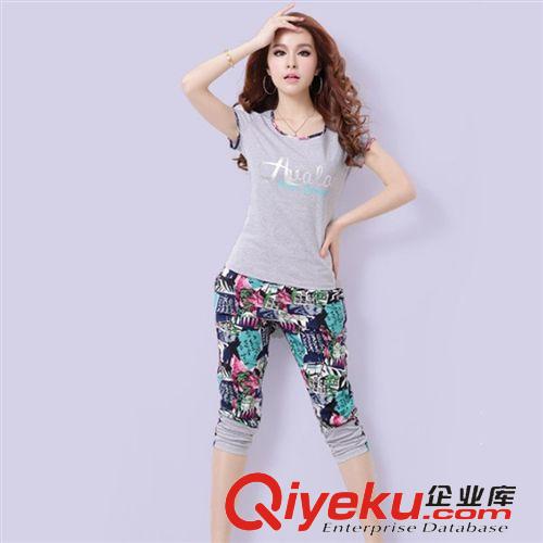 爆款/鎮(zhèn)廠之寶/新品 2015韓版夏季新款少女衛(wèi)衣休閑套裝大碼時(shí)尚印花短袖運(yùn)動(dòng)套裝女原始圖片3
