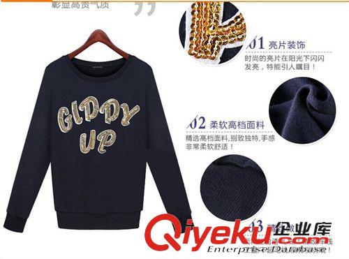 歐洲站 歐美女套裝新款小香風長袖衛(wèi)衣絨衫+波點哈倫褲大碼女裝一件代發(fā)原始圖片2