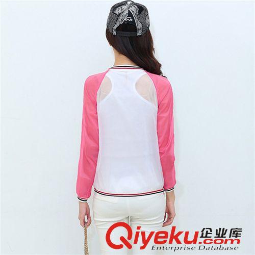 杭州站 女裝2015夏裝新品撞色拼接防曬衣服棒球衫女士短款薄外套YY073原始圖片3
