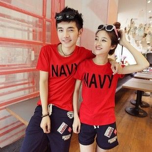 情侶站 夏季韓國韓版新款ql情侶裝短袖T恤衫大碼班服一件代發原始圖片3