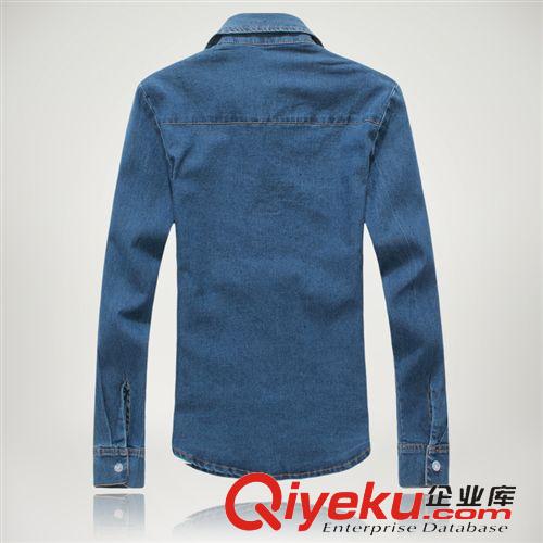 襯衣 tj批發 外貿男裝 高級水洗牛仔襯衫 男 修身長袖襯衣原始圖片2