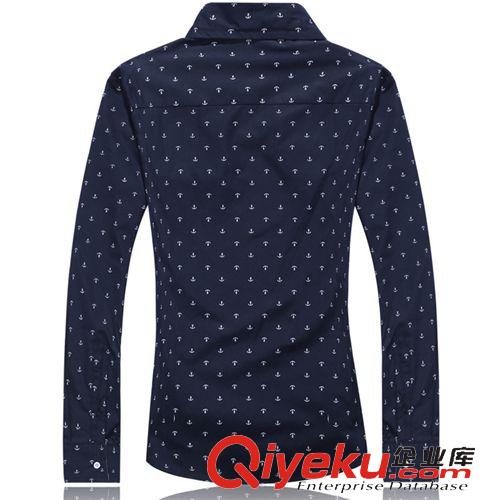 襯衣 2015春款男裝 風(fēng)船錨印花百搭襯衫 時(shí)尚潮男修身男式襯衫一件代發(fā)原始圖片3