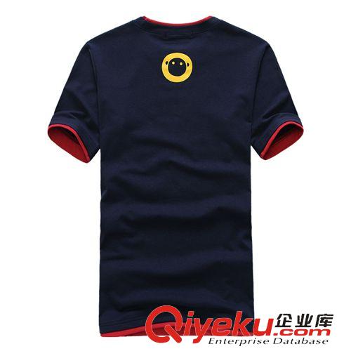T恤 男式印花t恤 2015新品短袖假兩件韓版修身青少年體恤工廠批發(fā)分銷原始圖片2