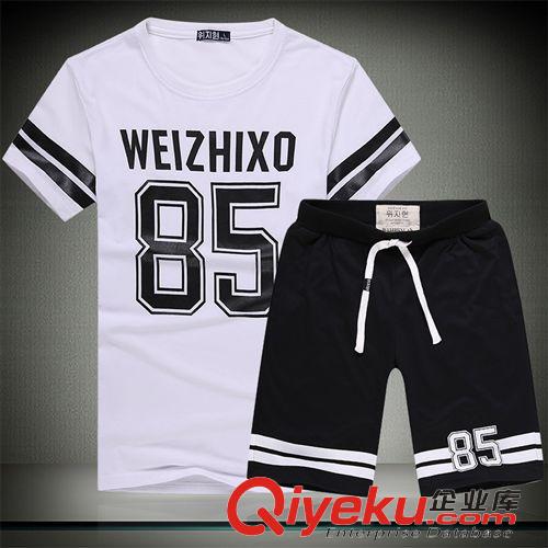 夏季套裝 夏季新款男韓版修身印花純棉套衫情侶裝短袖一件代批發女廠家直銷