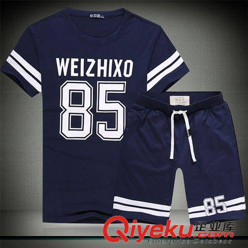 夏季套裝 夏季男裝圓領(lǐng)半袖印花夏裝短袖t恤運(yùn)動(dòng)休閑套裝男士修身衣服