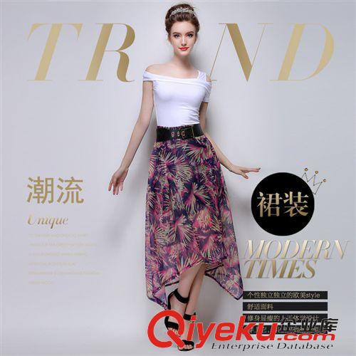 歐美風(fēng)系列 2015歐洲站夏季新款時(shí)尚dp氣質(zhì)花朵半身裙蓬蓬裙中長(zhǎng)裙