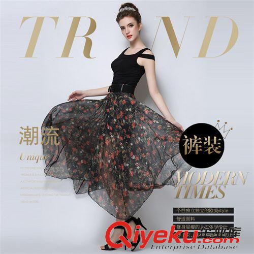 歐美風(fēng)系列 歐洲站2015夏季新款時(shí)尚dp氣質(zhì)花色大碼顯瘦高腰半身裙褲批發(fā)