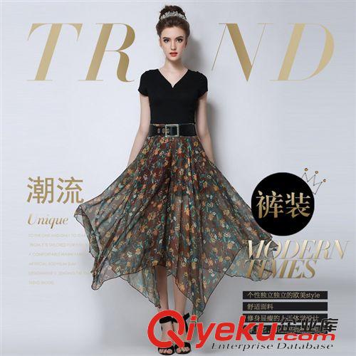 歐美風(fēng)系列 歐洲站2015夏季新款時(shí)尚dp氣質(zhì)花色大碼顯瘦高腰半身裙褲批發(fā)