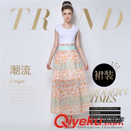 歐美風(fēng)系列 2015歐洲站夏季新款 長(zhǎng)款修身顯瘦無袖 印花大碼連衣裙