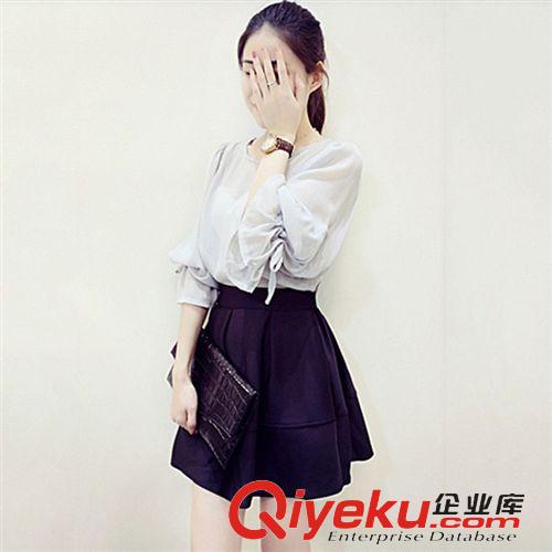 熱門系列 夏季新款韓版女裝蝴蝶結蓬蓬裙印花上衣顯瘦修身套裝連衣裙批發