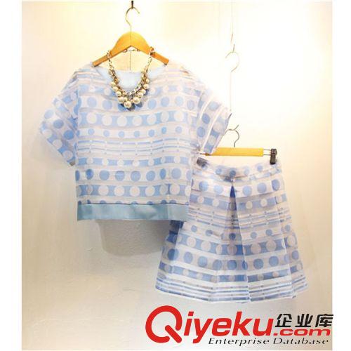 熱門系列 2015春夏裝女歐根紗顯瘦兩件短袖修身小香風套裝原始圖片3