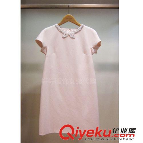 熱門系列 夏新款領口鑲鉆釘珠女裝寬松顯瘦名媛時尚A字品牌連衣裙原始圖片3