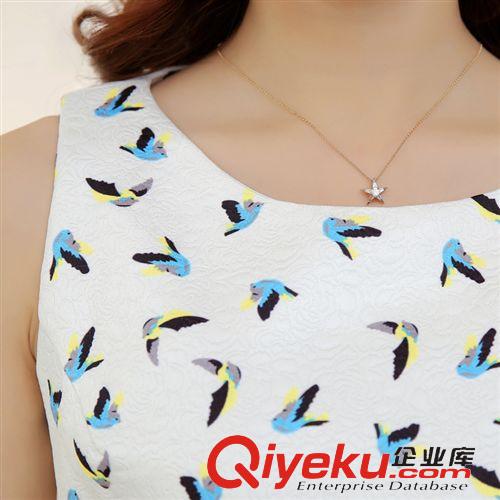 15年2月上新 5825#新款歐美時尚無袖修身氣質(zhì)女裝印花背心連衣裙原始圖片3