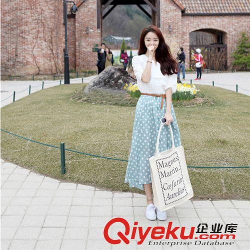 夏季套裝 2015韓國代購新款春夏裝兩件套女長裙連衣裙清新棉波點(diǎn)氣質(zhì)套裝裙原始圖片3